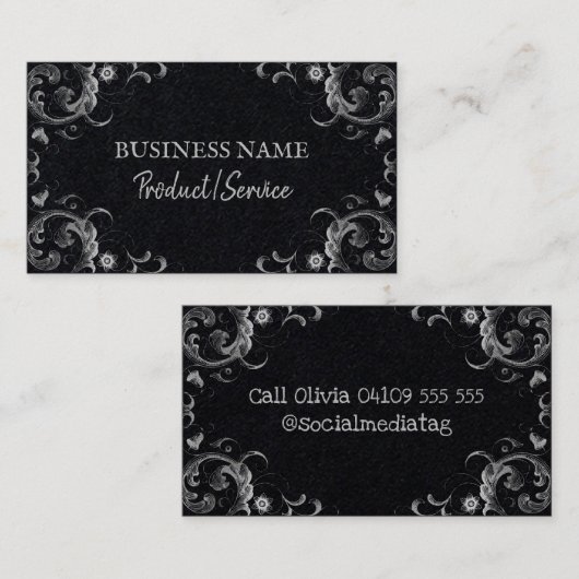 黒のヴィンテージ 名刺 (正面/裏面)