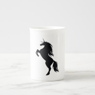 黒の一角獣シルエットマグ ボーンチャイナマグカップ
