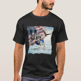 黒の七月四日アメリカ国旗と鷲のUSAメンズTシャツ Tシャツ