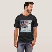 黒の七月四日アメリカ国旗と鷲のUSAメンズTシャツ Tシャツ (正面フル)