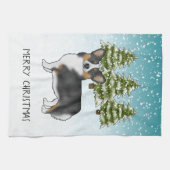 黒の三色のペンブロークコーギドウインターンクリスマス キッチンタオル (横)