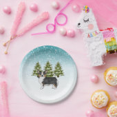 黒の三色のペンブロークコーギドウインターンクリスマス ペーパープレート (パーティー)