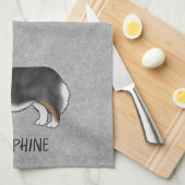 黒の三色ペンブローカウェルシュコーギーの名前 キッチンタオル (四つ折り)