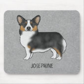 黒の三色ペンブローカウェルシュコーギーの名前 マウスパッド (正面)