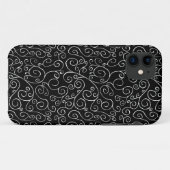 黒の上での白いスクロールカーブ Case-Mate iPhoneケース (裏面(横))