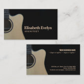 黒の上にカットウェイ·アコースティック·ギターを閉鎖 名刺 (正面/裏面)