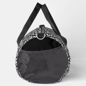 黒の上にダマスクのパターンの白をスクロール ダッフルバッグ (右)