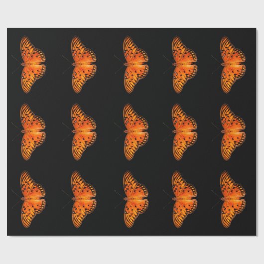 黒の上にマチョウオレンジ色の茶色を付ける ラッピングペーパー (フラット)