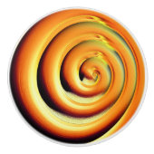 黒の上に巨大な光沢のあるオレンジ色のスパイラル セラミックノブ (正面)