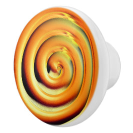 黒の上に巨大な光沢のあるオレンジ色のスパイラル セラミックノブ