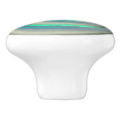 黒の上に巨大な銀とアクアマリンのスパイラル セラミックノブ (側面)