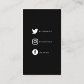 黒の上に白のロゴのソーシャルリンク エンクロージャーカード (裏面)