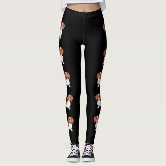 黒の上に赤い長い髪のダシュント漫画の犬 レギンス (正面)