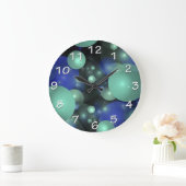 黒の上に青と緑の泡 ラージ壁時計 (ホーム)