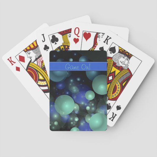 黒の上に青と緑の3Dバブルをパーソナライズされた表示 トランプ (裏面)