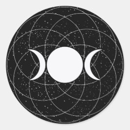 黒の上のトリプル女神ムーン ラウンドシール