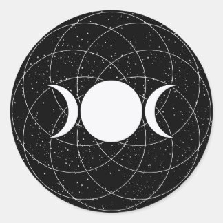 黒の上のトリプル女神ムーン ラウンドシール
