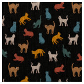 黒の上の猫 ファブリック (クローズアップ)