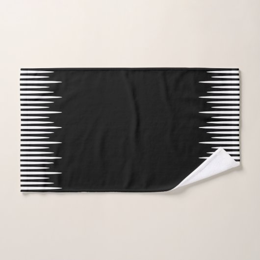 黒の不均等よじれ白線 バスタオルセット (ハンドタオル)