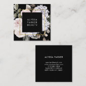 黒の不機嫌なアジサイ|の水彩画の花柄 スクエア名刺 (正面/裏面)