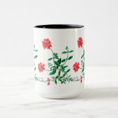 黒の中のマグが付いている赤いバーベナ マグカップ (中央)