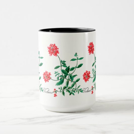 黒の中のマグが付いている赤いバーベナ マグカップ (中央)