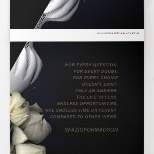 "黒の中の白い月からのハート" & 疑念の時間 三つ折りクリスマスカード (裏面)