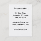 黒の中世ライオン 名刺 (裏面)