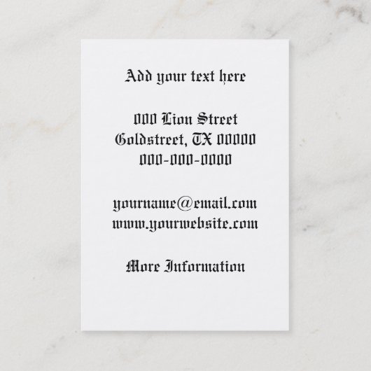 黒の中世ライオン 名刺 (裏面)