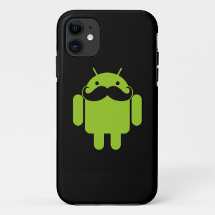 黒の人間の特徴をもつロボットアイコン髭 iPhone 11 ケース