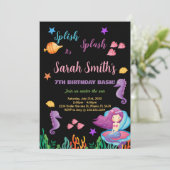 黒の人魚が紫色の貝の上に座る招待状 招待状 (スタンド正面)