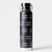 黒の任意の図形ロゴパターン ウォーターボトル (背面)