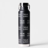 黒の任意の図形ロゴパターン ウォーターボトル (正面)