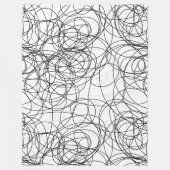 黒の任意の色の抽象芸術渦巻形の落書き フリースブランケット (正面)