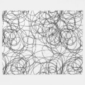 黒の任意の色の抽象芸術渦巻形の落書き フリースブランケット (正面(横))