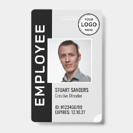 黒の企業ロゴ付き社員写真バッジ バッジ