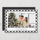 黒の信じ魔法写真クリスマスカード シーズンカード (正面/裏面)