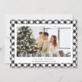 黒の信じ魔法写真クリスマスカード シーズンカード