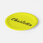 黒の個人用設定 |ネオンイエローカラー ペーパープレート (アングル)