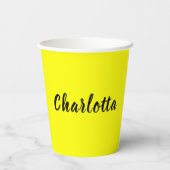 黒の個人用設定 |ネオンイエローカラー 紙コップ (裏面)