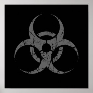 黒の傷付けられた灰色の生物学的災害［有害物質］の記号 ポスター