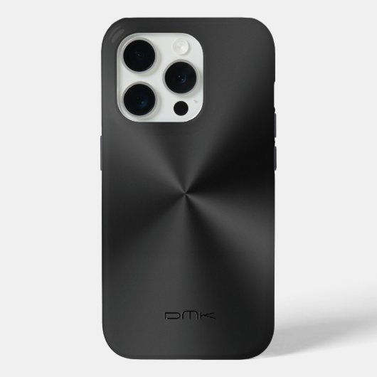 黒の光沢のあるスフェイクテンレス鋼ルックモノグラム Case-Mate iPhoneケース (裏面)