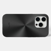 黒の光沢のあるスフェイクテンレス鋼ルックモノグラム Case-Mate iPhoneケース (裏面 (横))