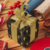 黒の光沢のある金ゴールドアールデコパターン ラッピングペーパー