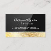 黒の光沢 | 金ゴールドテクスチャ | レザートリム 名刺 (裏面)