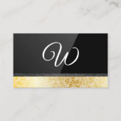 黒の光沢 | 金ゴールドテクスチャ | レザートリム 名刺 (正面)