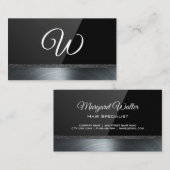 黒の光沢 |金属トリム 名刺 (正面/裏面)