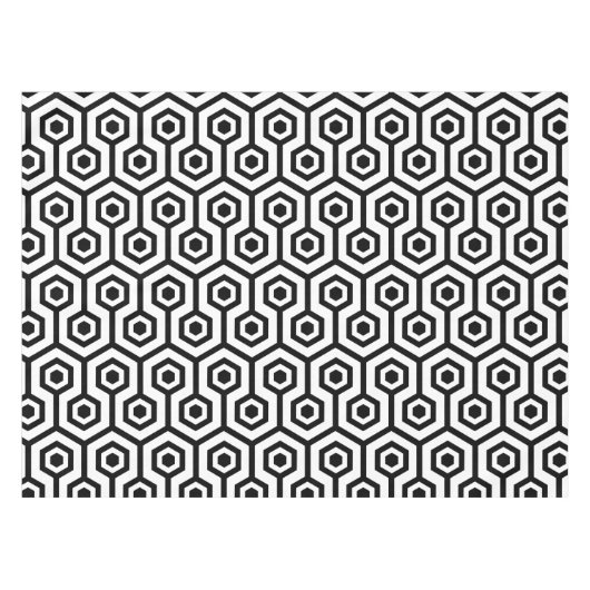 黒の八角形ジオメトリパターン テーブルクロス (正面(横))