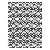 黒の八角形ジオメトリパターン テーブルクロス (正面)