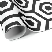 黒の八角形ジオメトリパターン ラッピングペーパー (ロールコーナー)